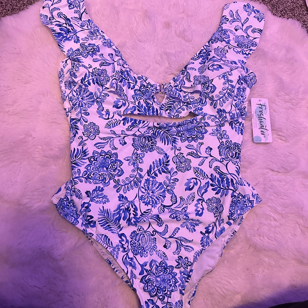 Freshwater Blue Floral One-Piece Swimsuit